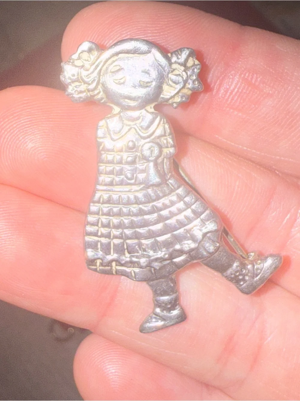 Vintage Silver-Tone Girl Pin Brooch